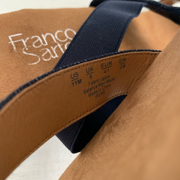 Franco Sarto Irene Dark Denim Elastic Wedge Sandals Woman’s 11 - Picture 8 of 9